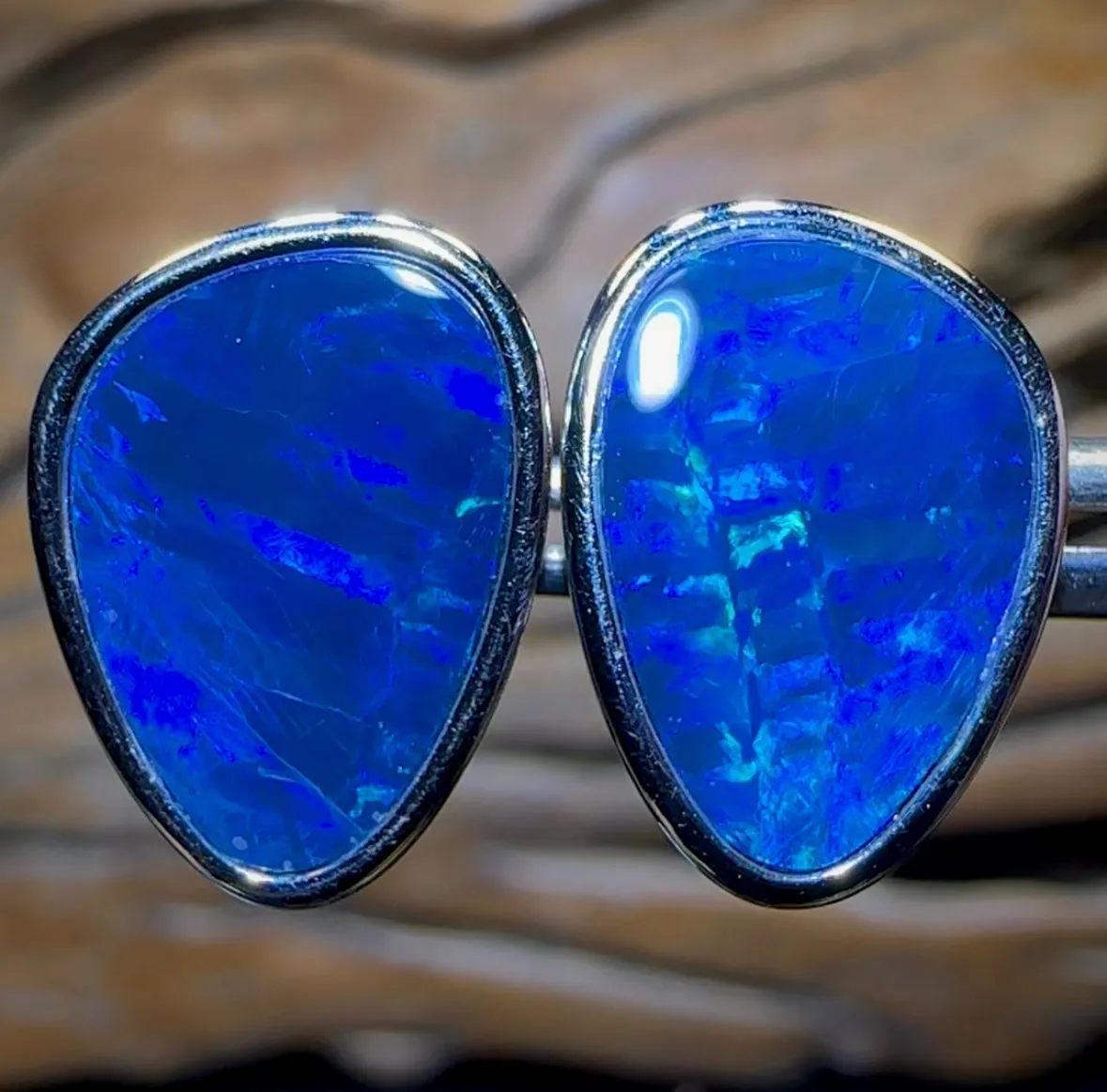 Sterling Silver - Australian Boulder Opal Doublet Stud Earrings