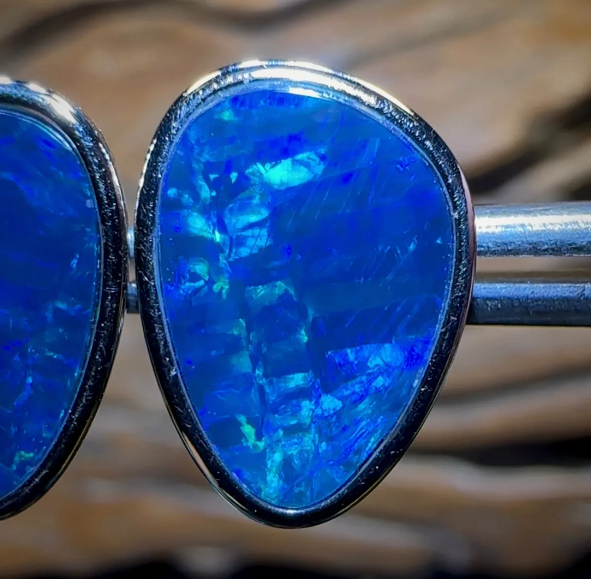 Sterling Silver - Australian Boulder Opal Doublet Stud Earrings
