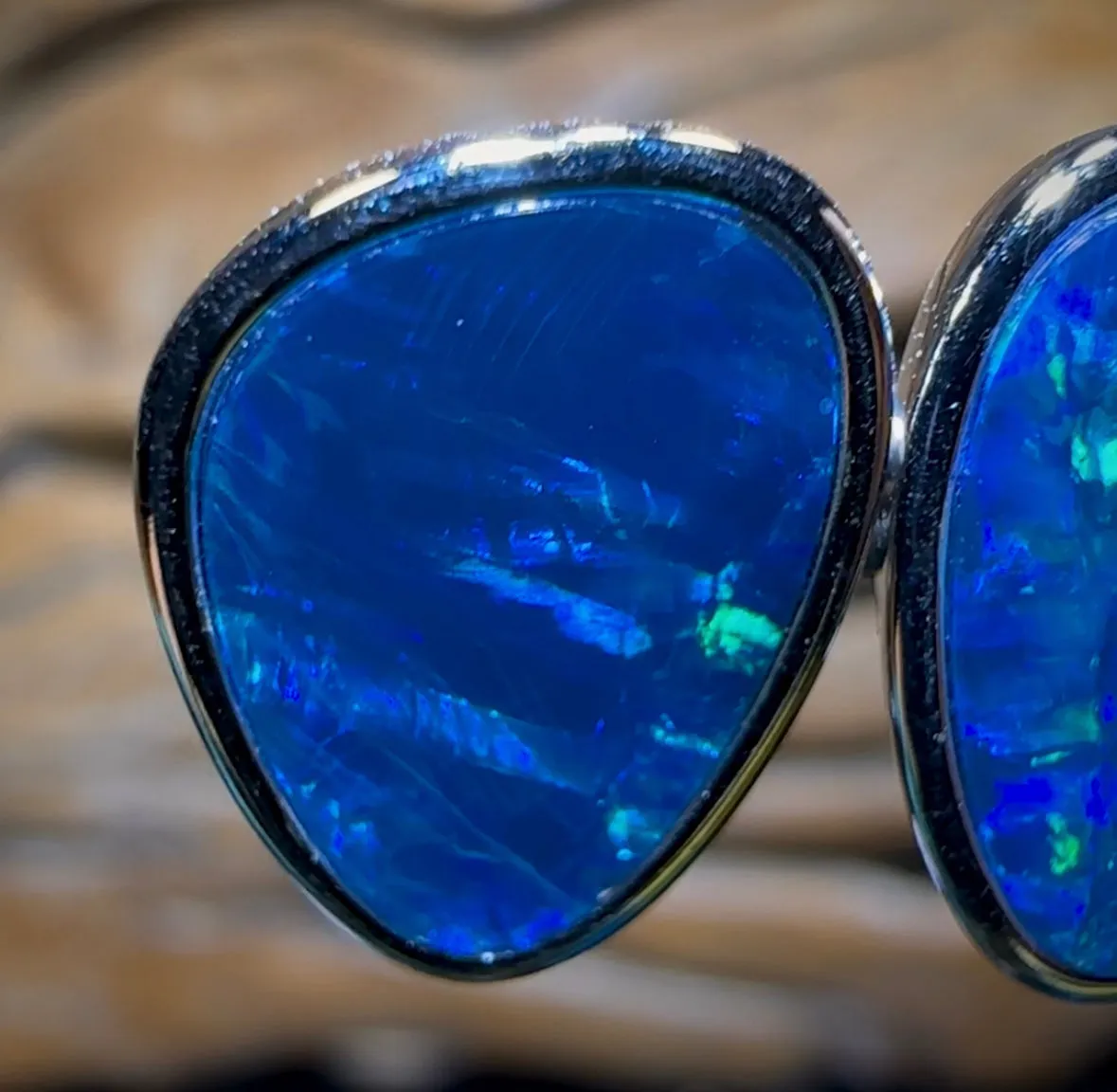 Sterling Silver - Australian Boulder Opal Doublet Stud Earrings