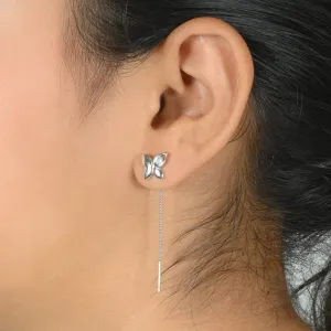 Sterling Silver Butterfly Drop Earrings with Unique Single Stone