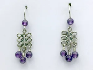 Sterling silver Celtic knot swirl dangle earrings-amethyst, swirls, knots