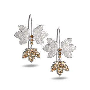 Sterling Silver Citrine and Diamond Lotus Drop Earrings
