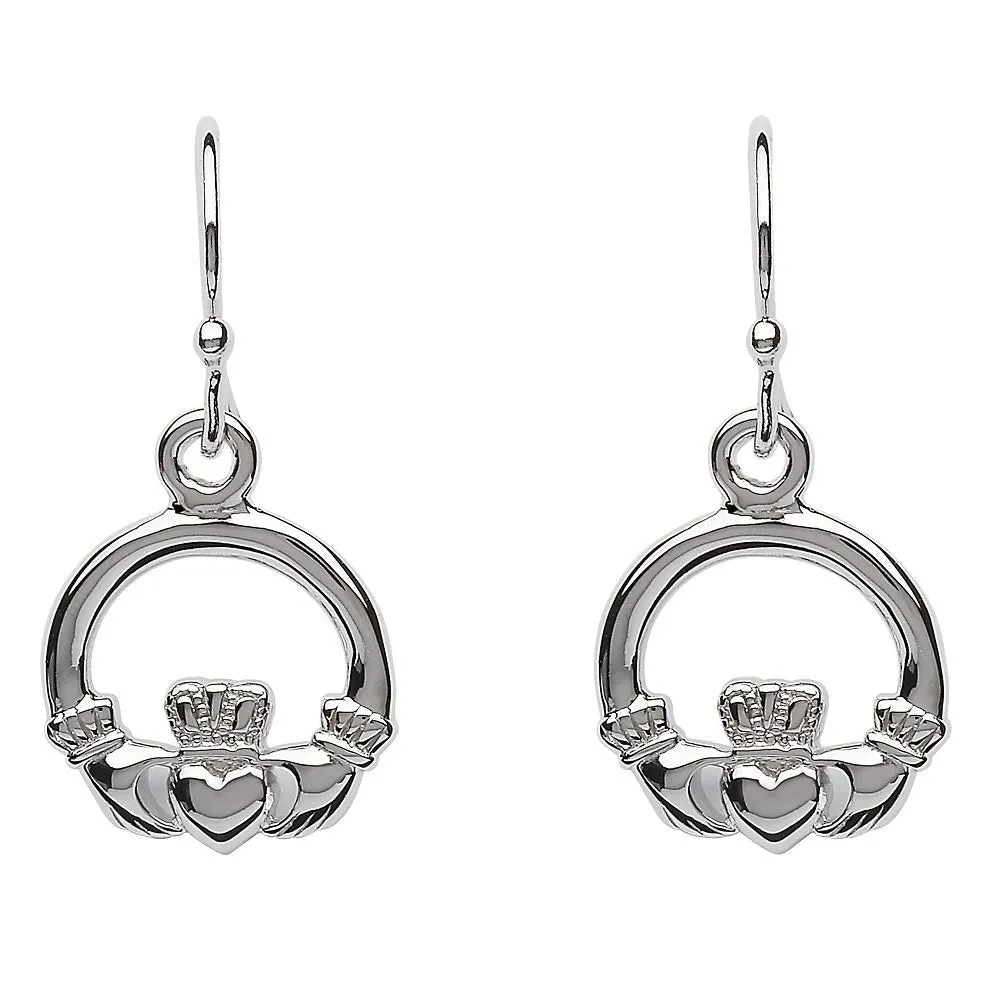 Sterling Silver Claddagh Drop Earrings SE2118