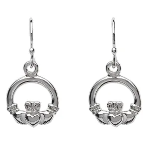 Sterling Silver Claddagh Drop Earrings SE2118