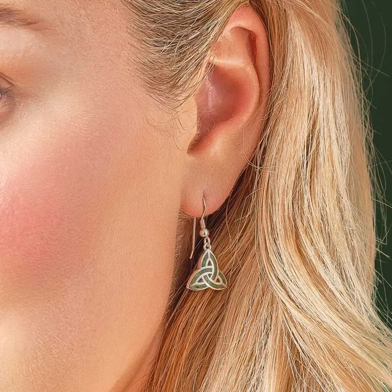 Sterling Silver Connemara Marble Trinity Knot Drop Earrings - S33301