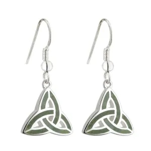 Sterling Silver Connemara Marble Trinity Knot Drop Earrings - S33301