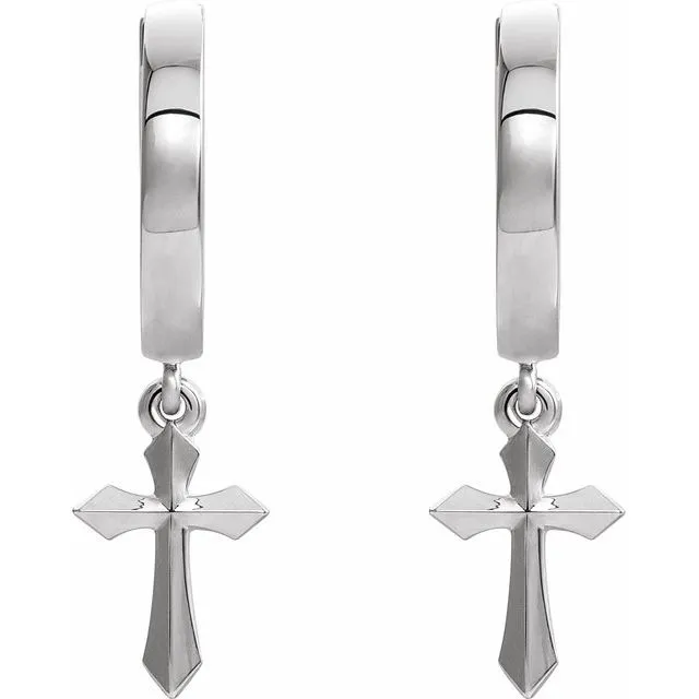Sterling Silver Cross Drop Earrings