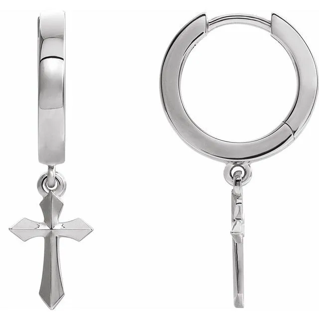 Sterling Silver Cross Drop Earrings
