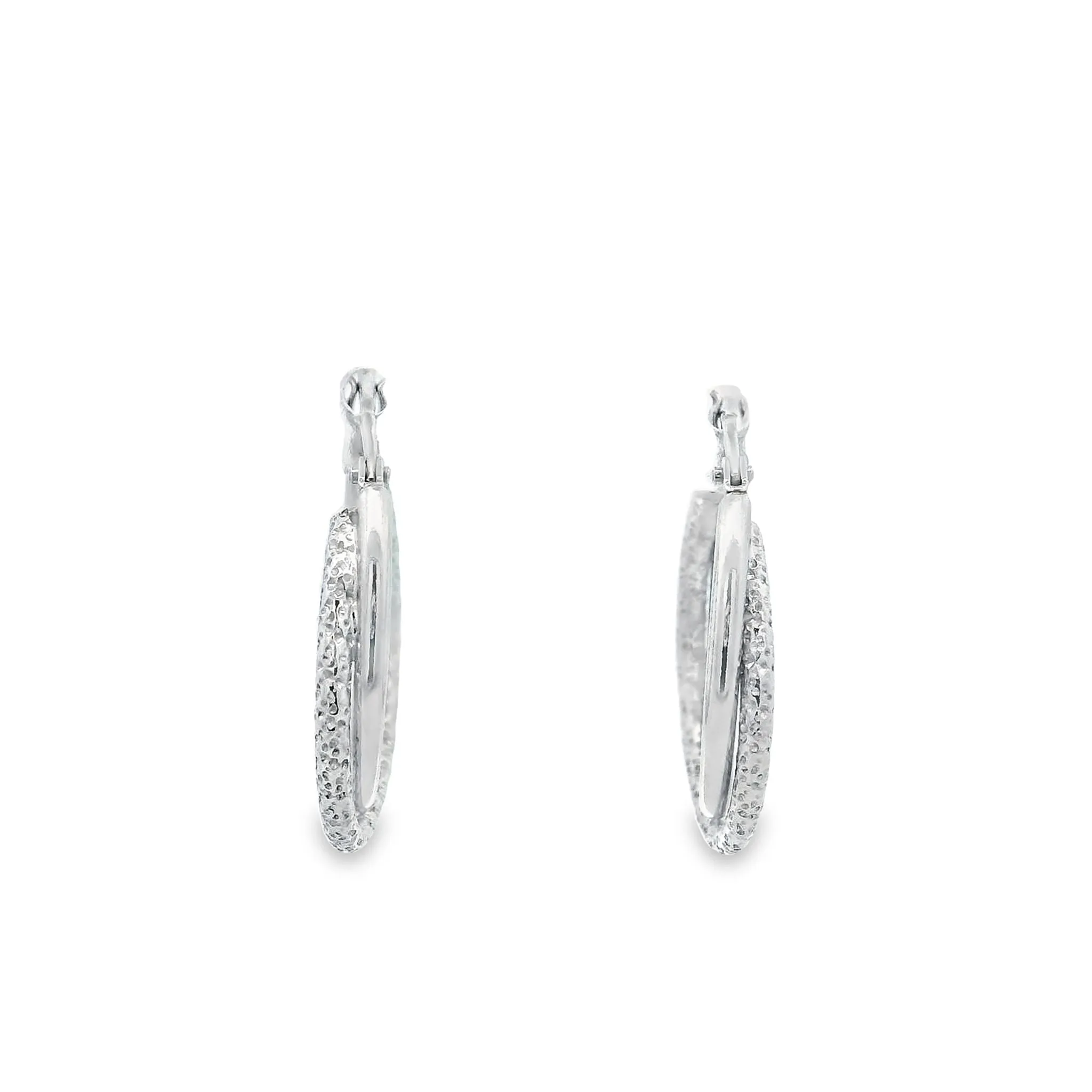 Sterling Silver Cross Over Plain/Engraved Hoops