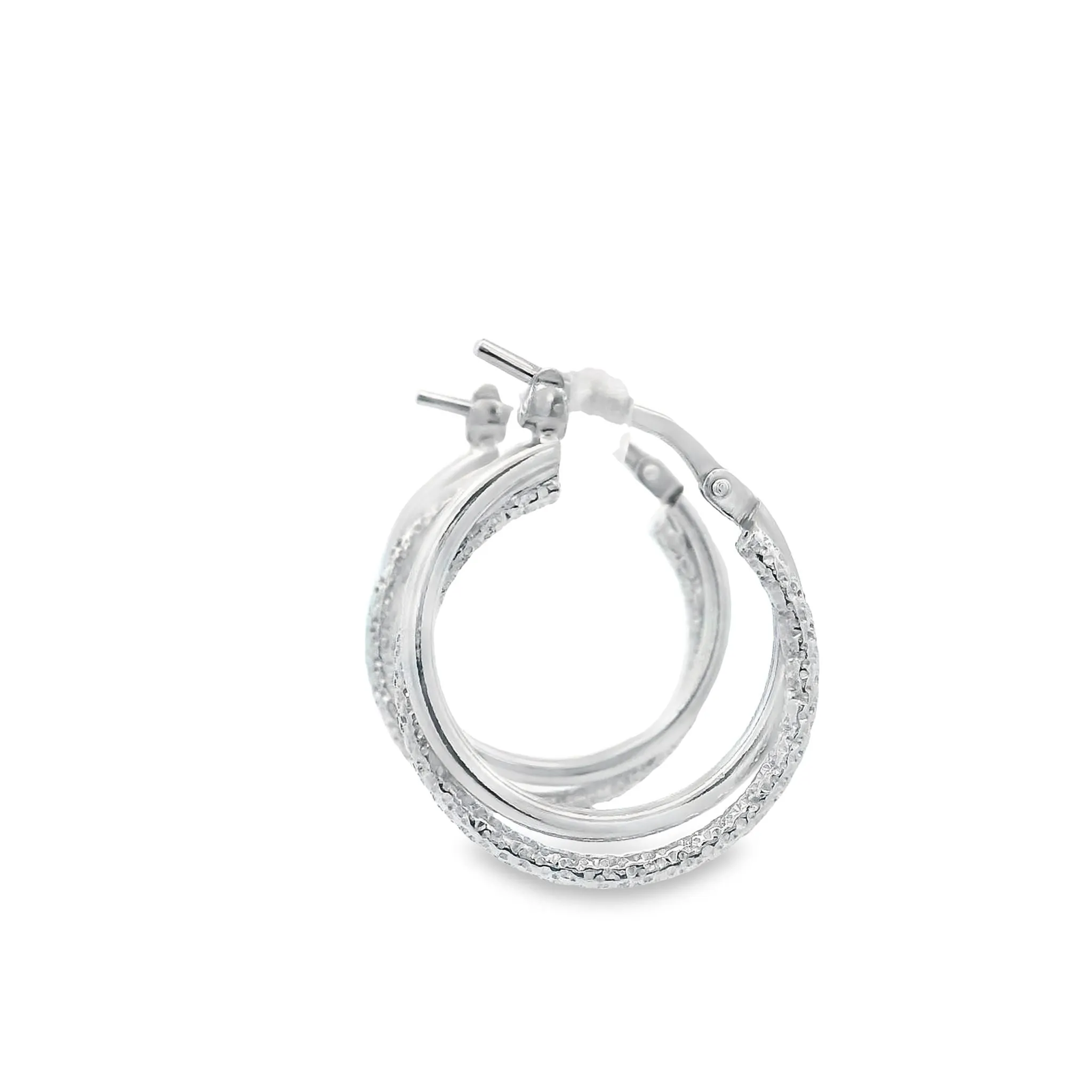 Sterling Silver Cross Over Plain/Engraved Hoops