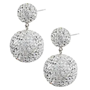 Sterling Silver Crystal Ball Drop Earrings