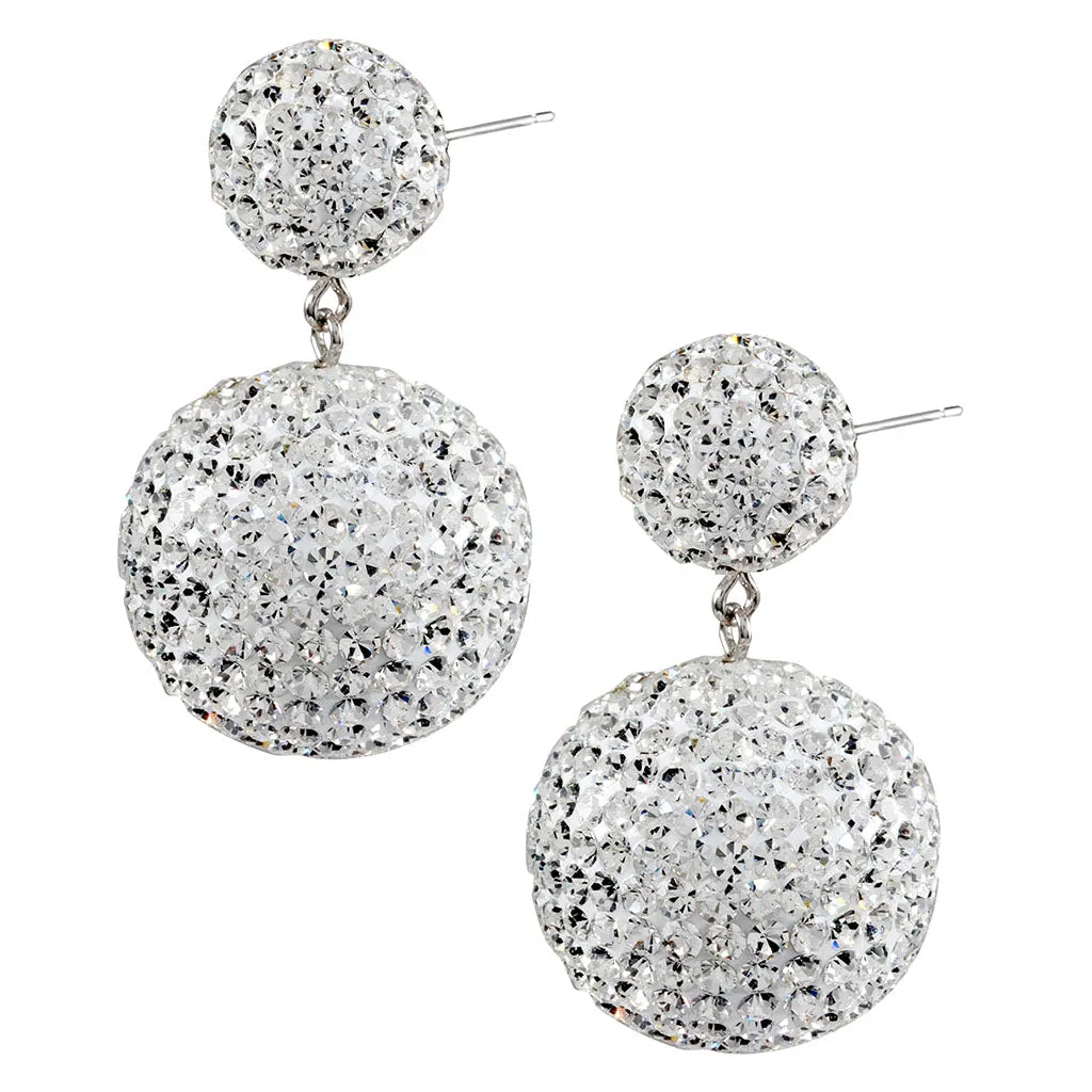 Sterling Silver Crystal Ball Drop Earrings