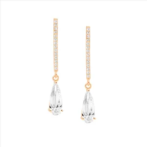 Sterling Silver CZ Earrings, Rose Gold Plating