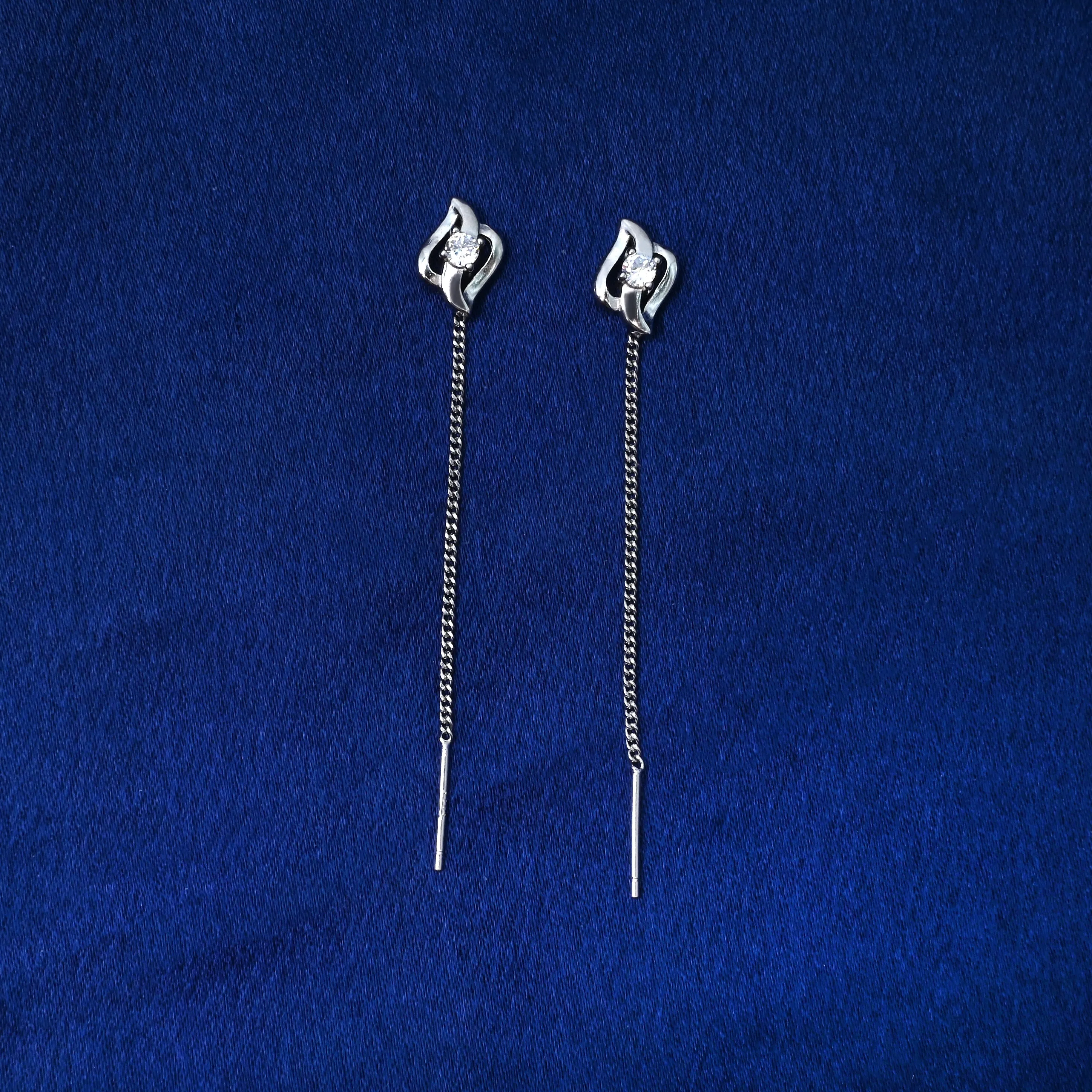Sterling Silver Drop Earrings with Unique Design