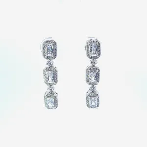 Sterling silver Emerald Cut CZ earrings 37350