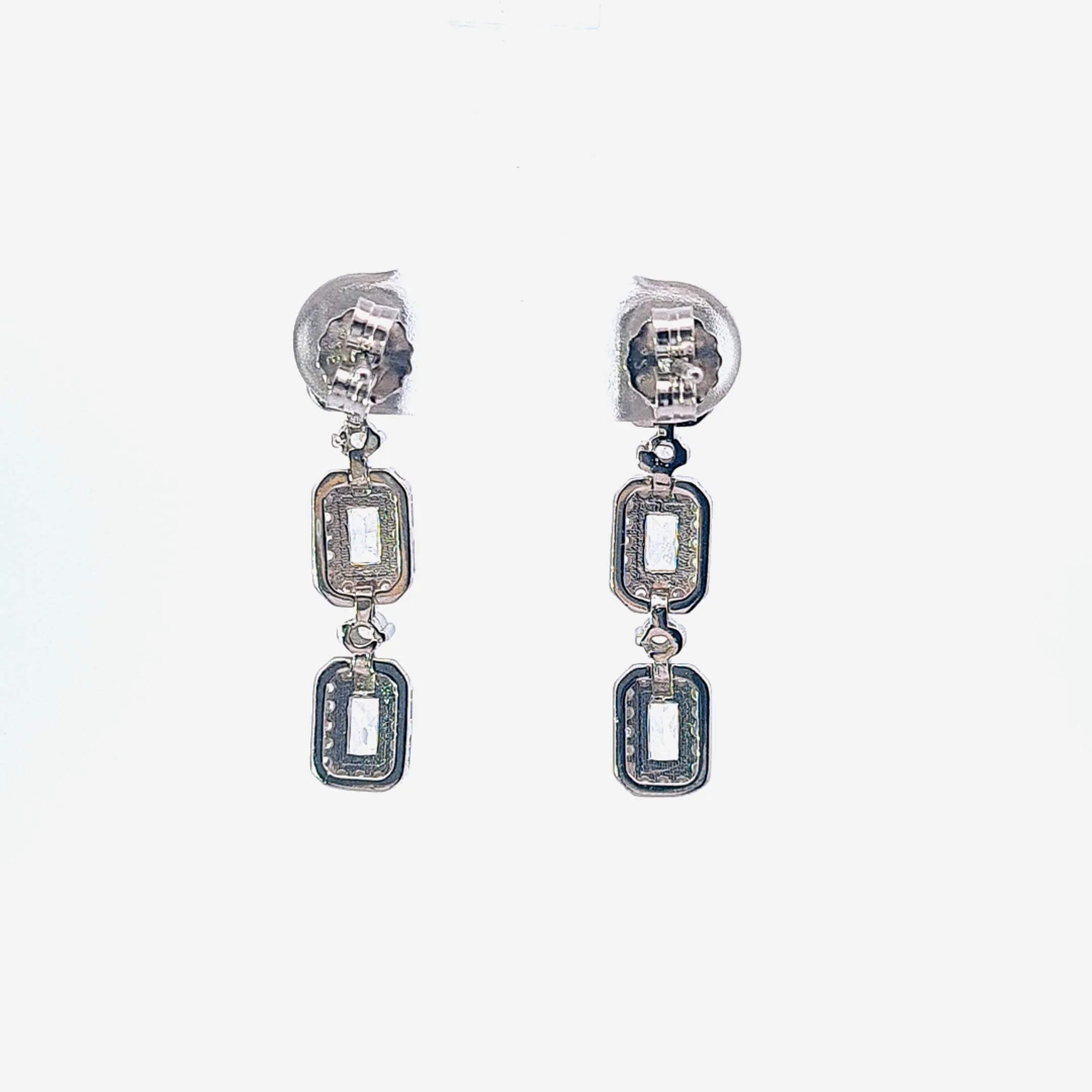 Sterling silver Emerald Cut CZ earrings 37350