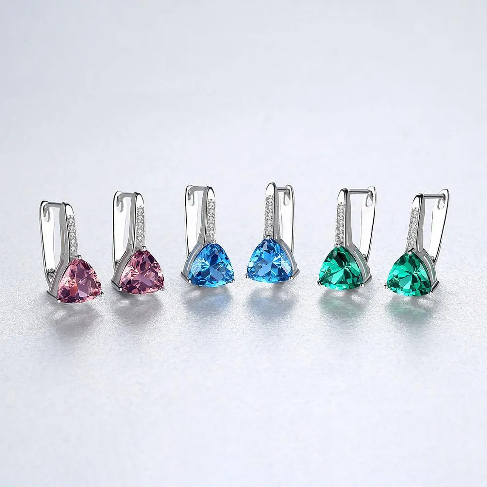 Sterling Silver Emerald Hoops
