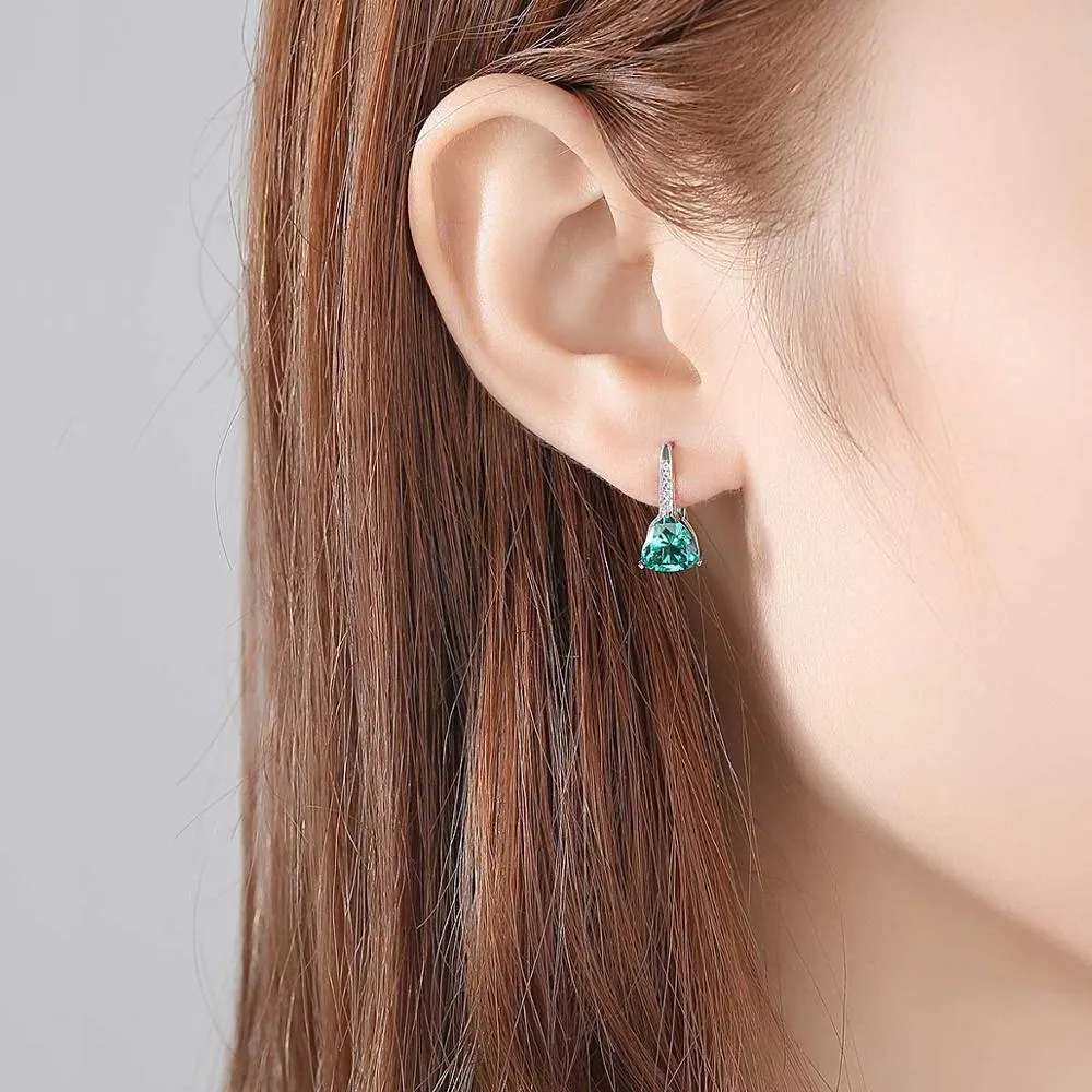 Sterling Silver Emerald Hoops