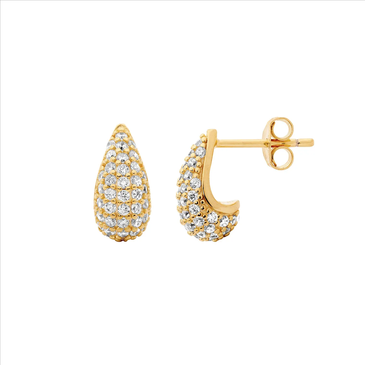 Sterling Silver Gold Plated Cubic Zirconia Tear Drop Earrings