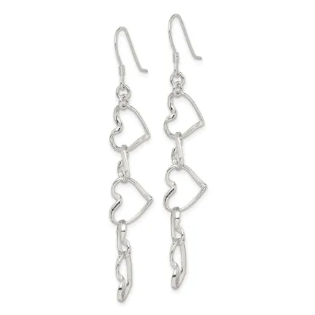 Sterling Silver Heart Dangle Shepherd Hook Earrings