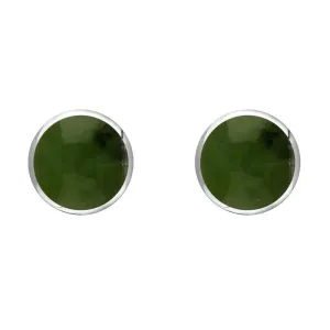 Sterling Silver Jade 6mm Classic Medium Round Stud Earrings