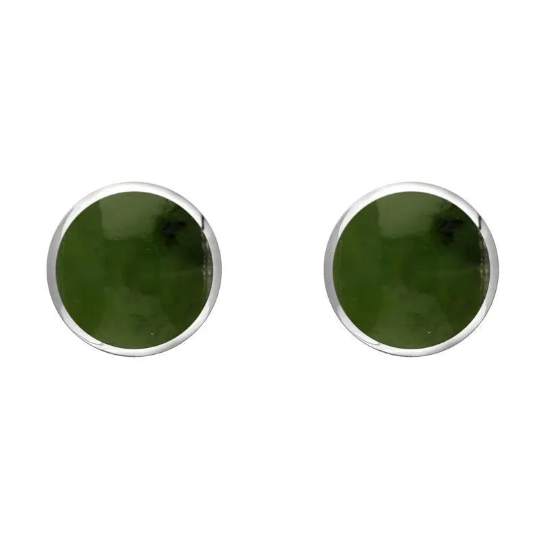 Sterling Silver Jade 6mm Classic Medium Round Stud Earrings