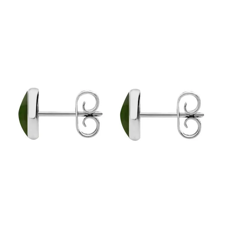 Sterling Silver Jade 6mm Classic Medium Round Stud Earrings