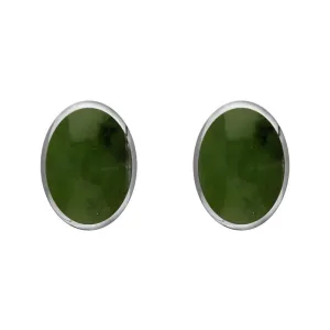 Sterling Silver Jade 8 x 6mm Classic Medium Oval Stud Earrings
