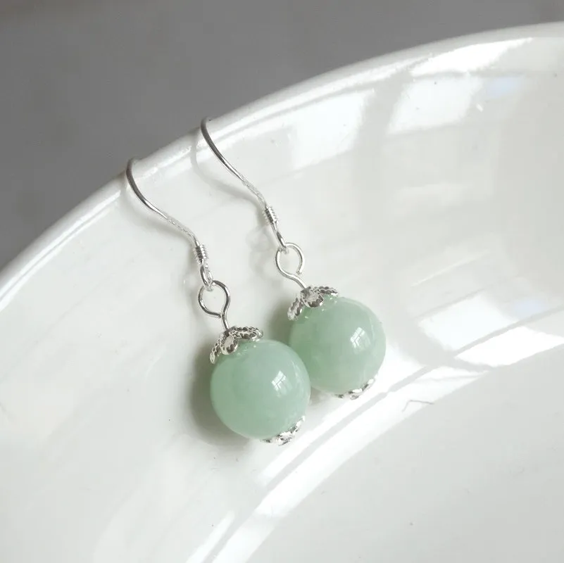 Sterling Silver Jade Earrings Pendant Long Tassel Earrings Earrings