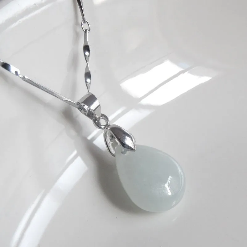Sterling Silver Jade Earrings Pendant Long Tassel Earrings Earrings