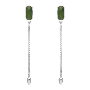 Sterling Silver Jade Lineaire Long Drop Stud Earrings