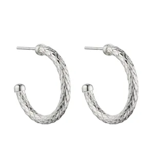 Sterling Silver Medium Textured Hoop Earrings