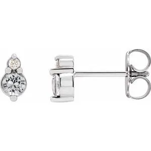 Sterling Silver Natural White Sapphire & .03 Natural Diamond Earrings