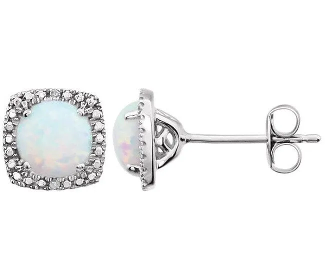 Sterling Silver October Birthstone Halo Earrings