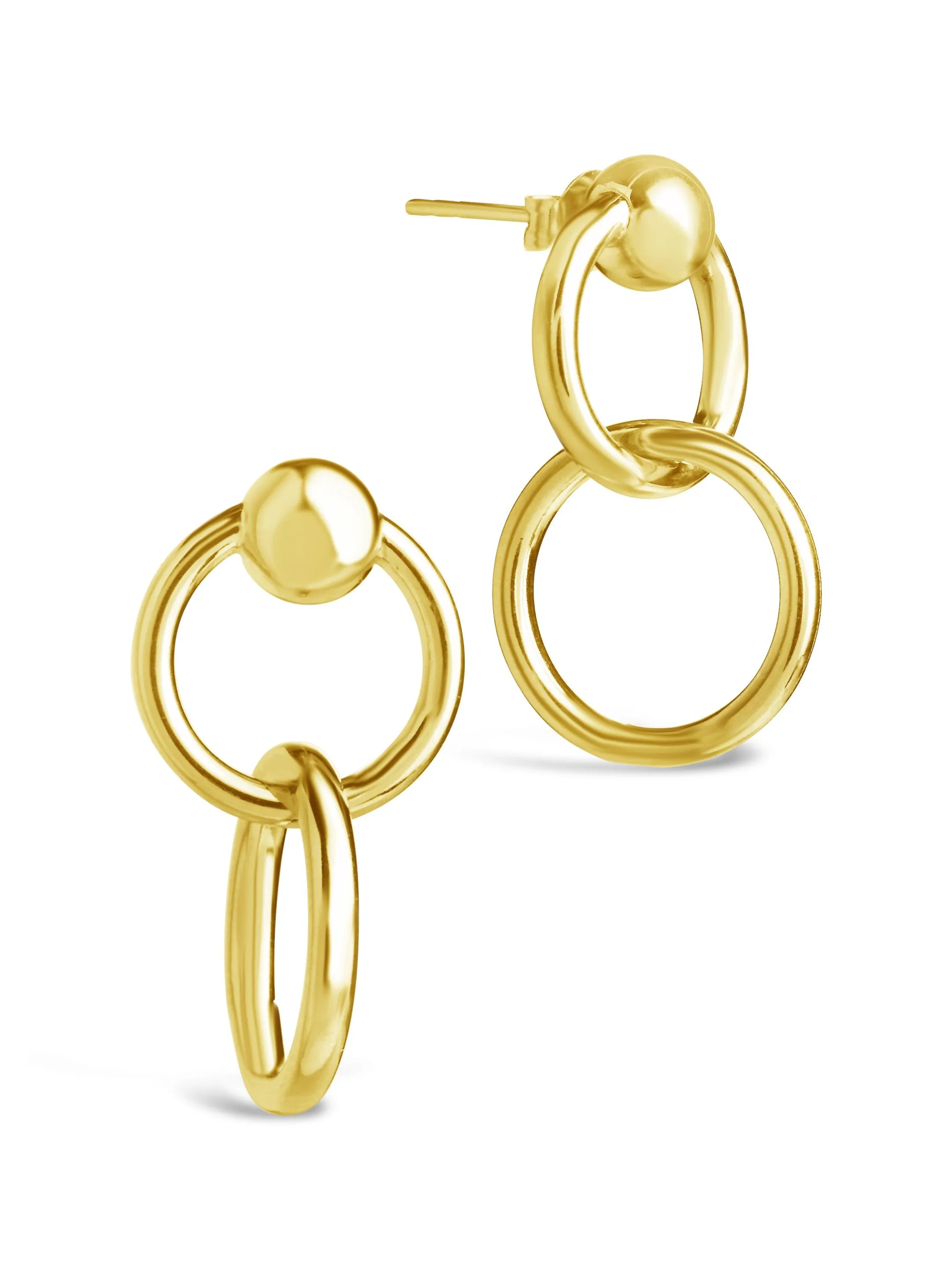 Sterling Silver Polished Interlocking Circle Drop Earrings