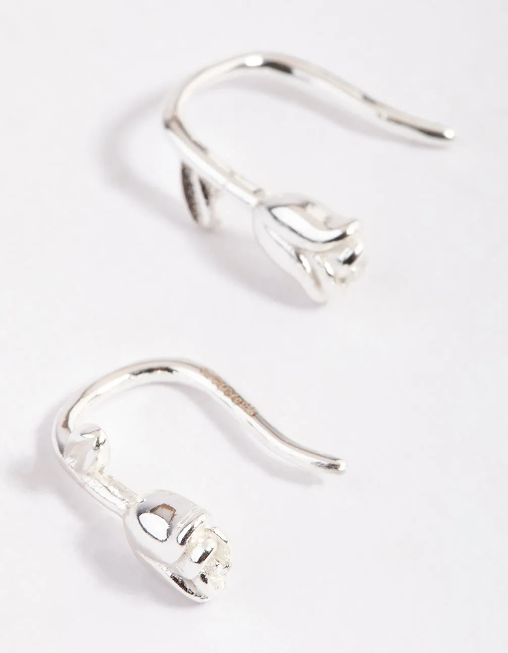 Sterling Silver Rose Drop Hoop Earrings