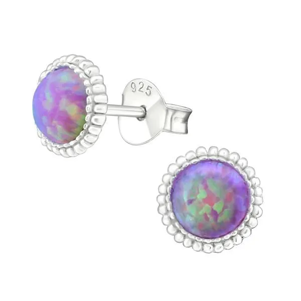 Sterling Silver Round Stud Earrings
