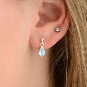 Sterling Silver Teardrop Birthstone Dangle Stud Earrings
