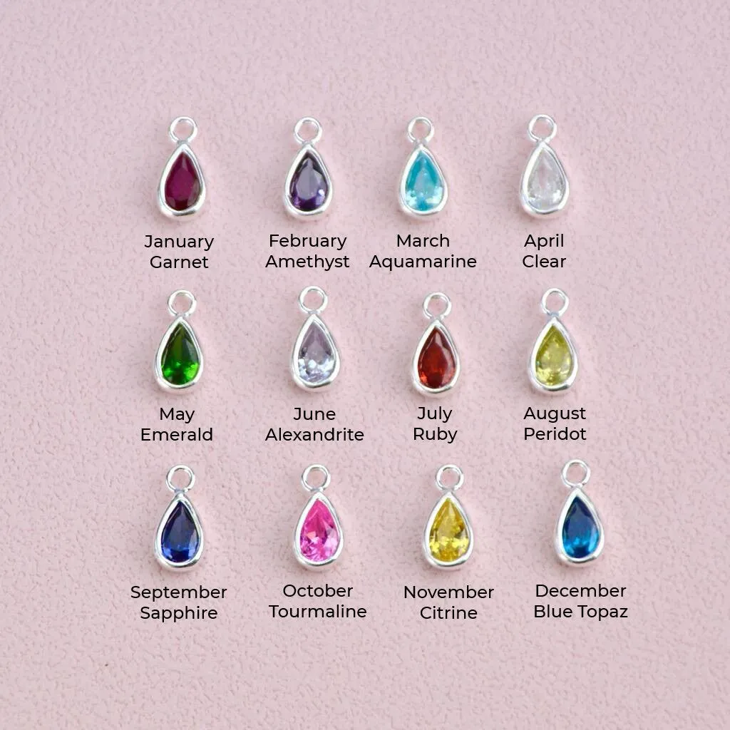 Sterling Silver Teardrop Birthstone Dangle Stud Earrings