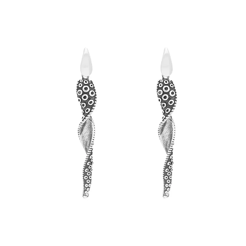 Sterling Silver Tentacle Twist Drop Earrings