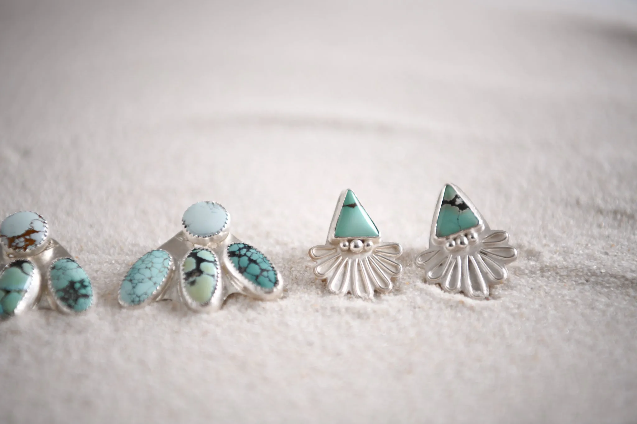 Sterling Silver Turquoise Daisy Sunrise Earrings