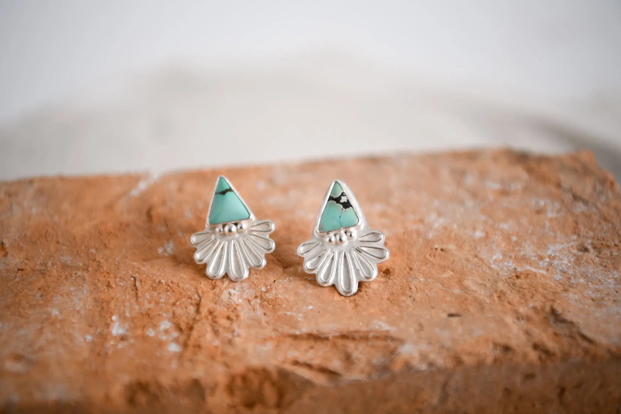 Sterling Silver Turquoise Daisy Sunrise Earrings