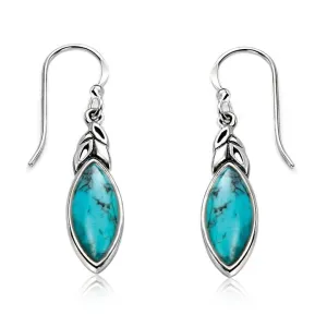 Sterling Silver Turquoise Leaf Drop Earrings