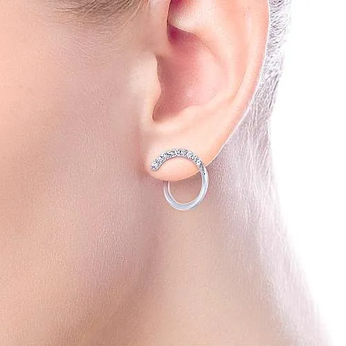Sterling Silver White Sapphire Bypass Stud Earrings