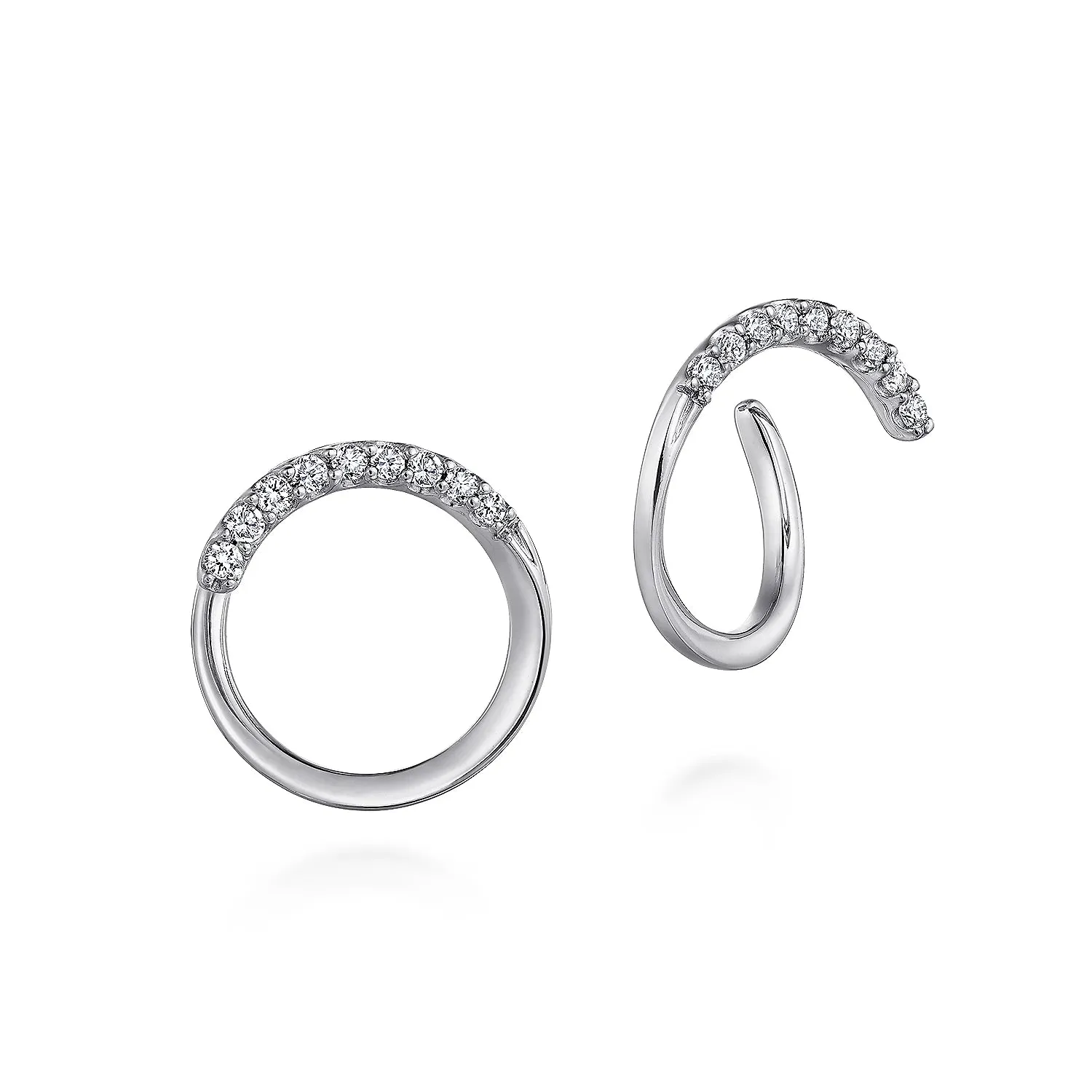 Sterling Silver White Sapphire Bypass Stud Earrings