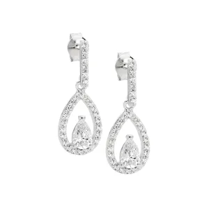 Sterling Siver Pear Drop Earrings with Cubic Zirconia E620S