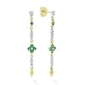 Studio 18K Gold Emerald Floral Denter Drop Earring