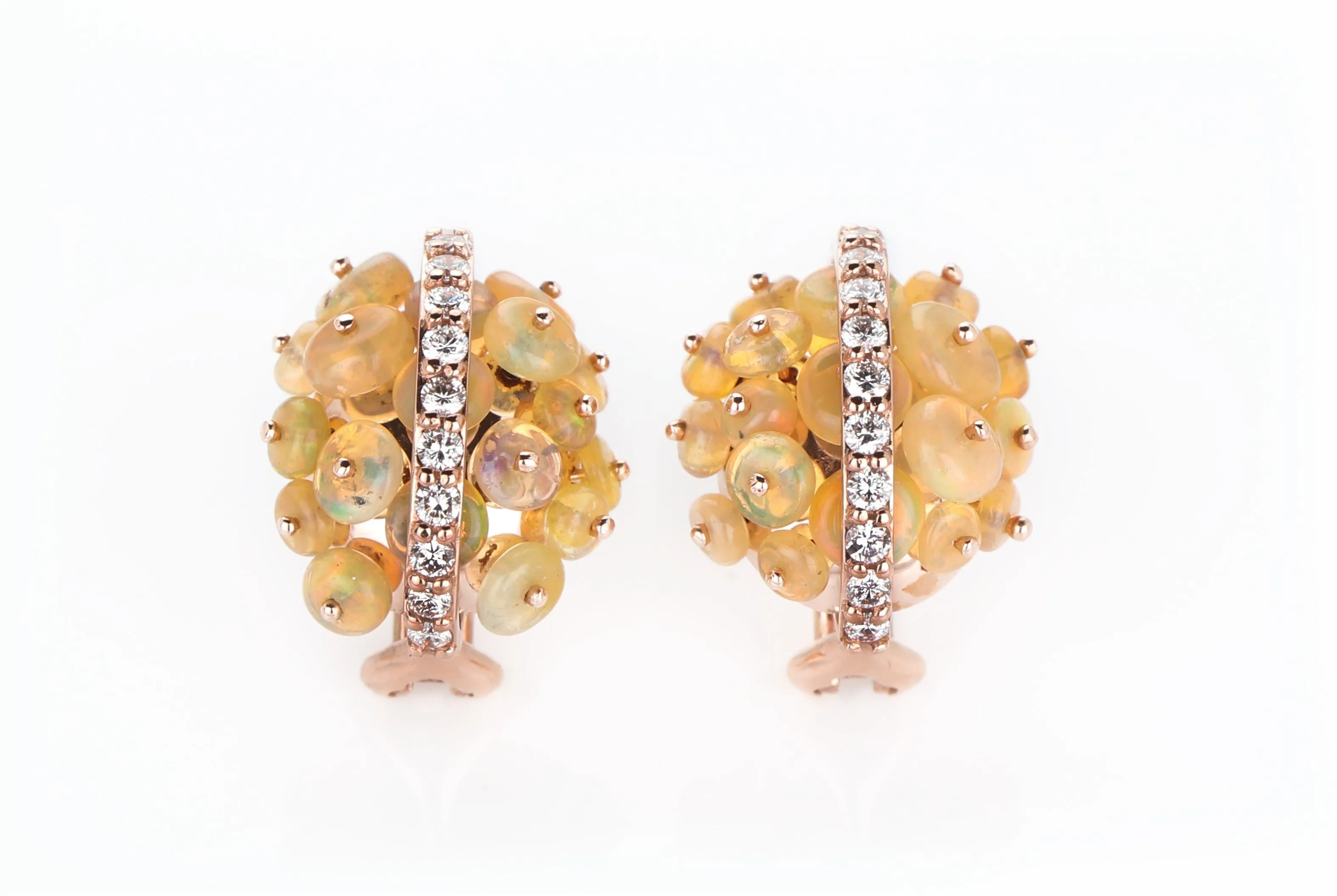 Studio Tara   I   Earrings 18K Pink Gold With Opal And Diamonds 20/16Mm  ER3799