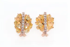 Studio Tara   I   Earrings 18K Pink Gold With Opal And Diamonds 20/16Mm  ER3799