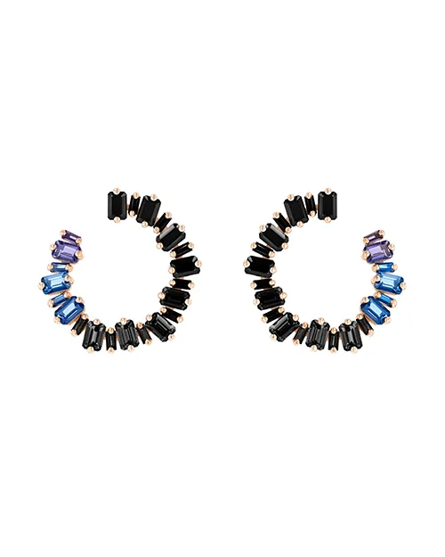 SUZANNE KALAN | Ombre Milli Sideway Hoops | Dark Blue